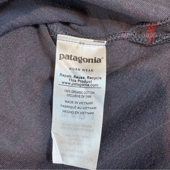 Patagonia Misty Meadow 3/4 Sleeve Tee - Gray and Orangey/Red Stripes, Med - Picture 10 of 15